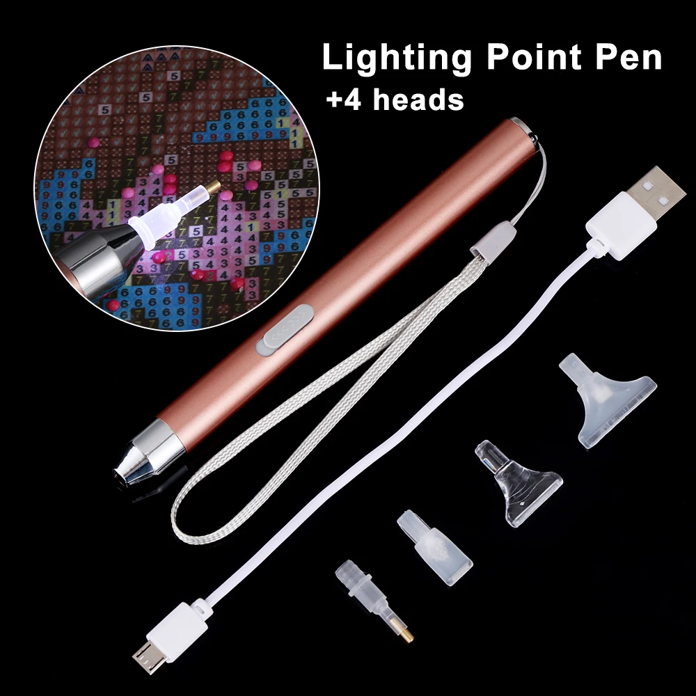 Новинка 2020 USB перезаряжаемая точечная фреза с 4 головками 5D алмазная живопись