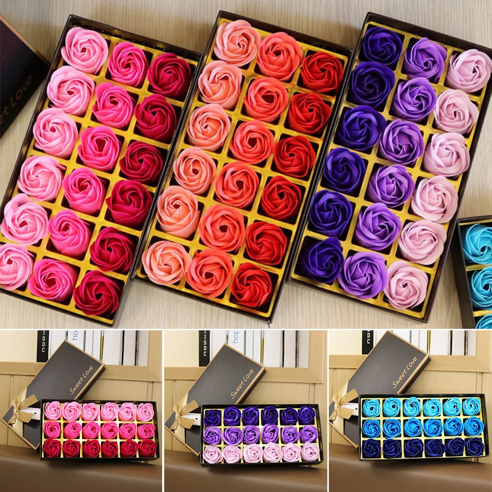 Simulation Rose Soap With Gift Box Women Girl Bath Facial Soap Valentine's Day Birthday Wedding Gifts