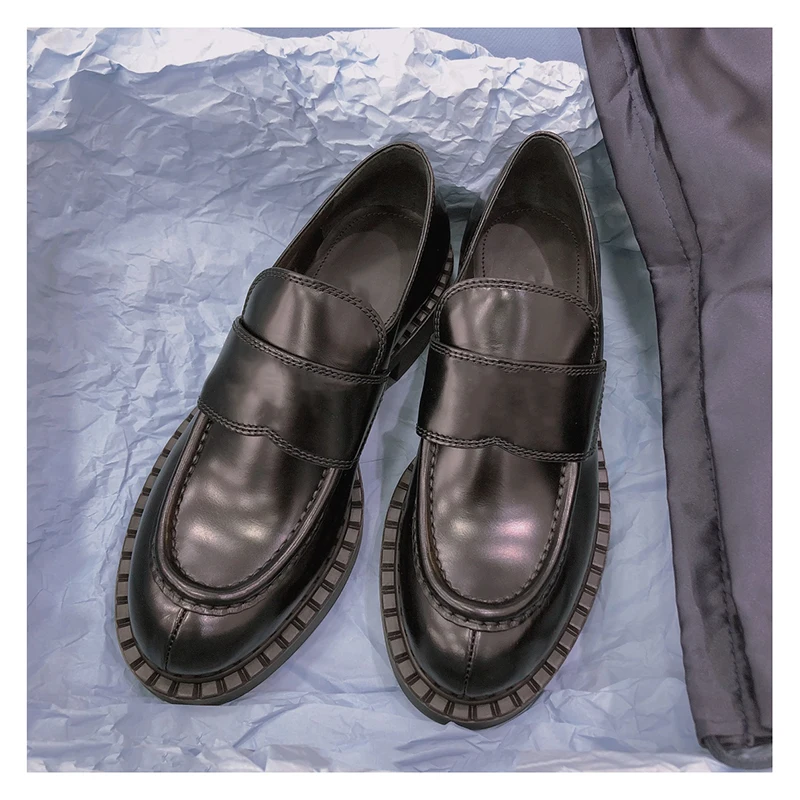 

Женские брендовые дизайнерские лоферы, треугольные туфли на платформе и квадратном каблуке в стиле ретро, с круглым носком, без застежки, мо...