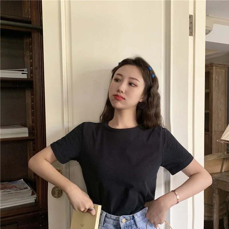 Футболка женская хлопковая с коротким рукавом модная мягкая свободная