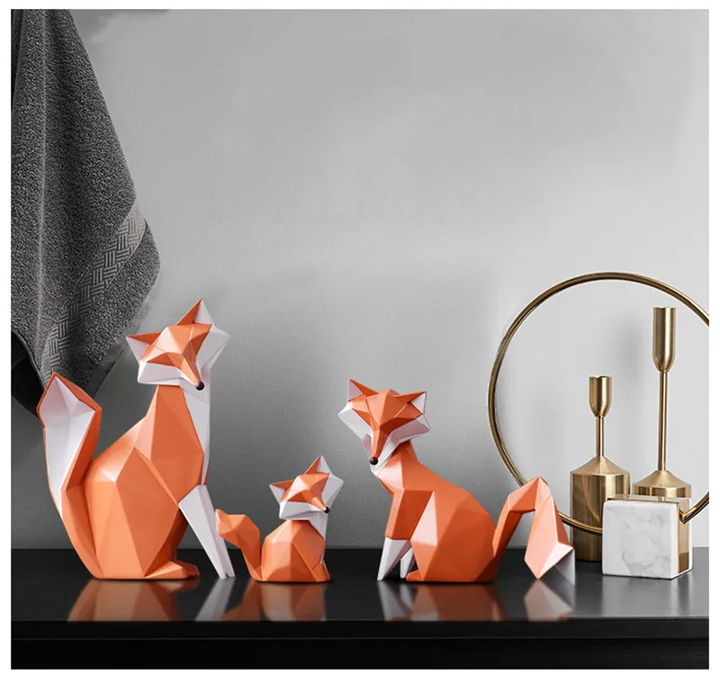 

[HHT] Modern Minimalist Geometric Fox Home Decorations Living Room TV Wine Cabinet Cartoon Decor Furnishings Resin Crafts
