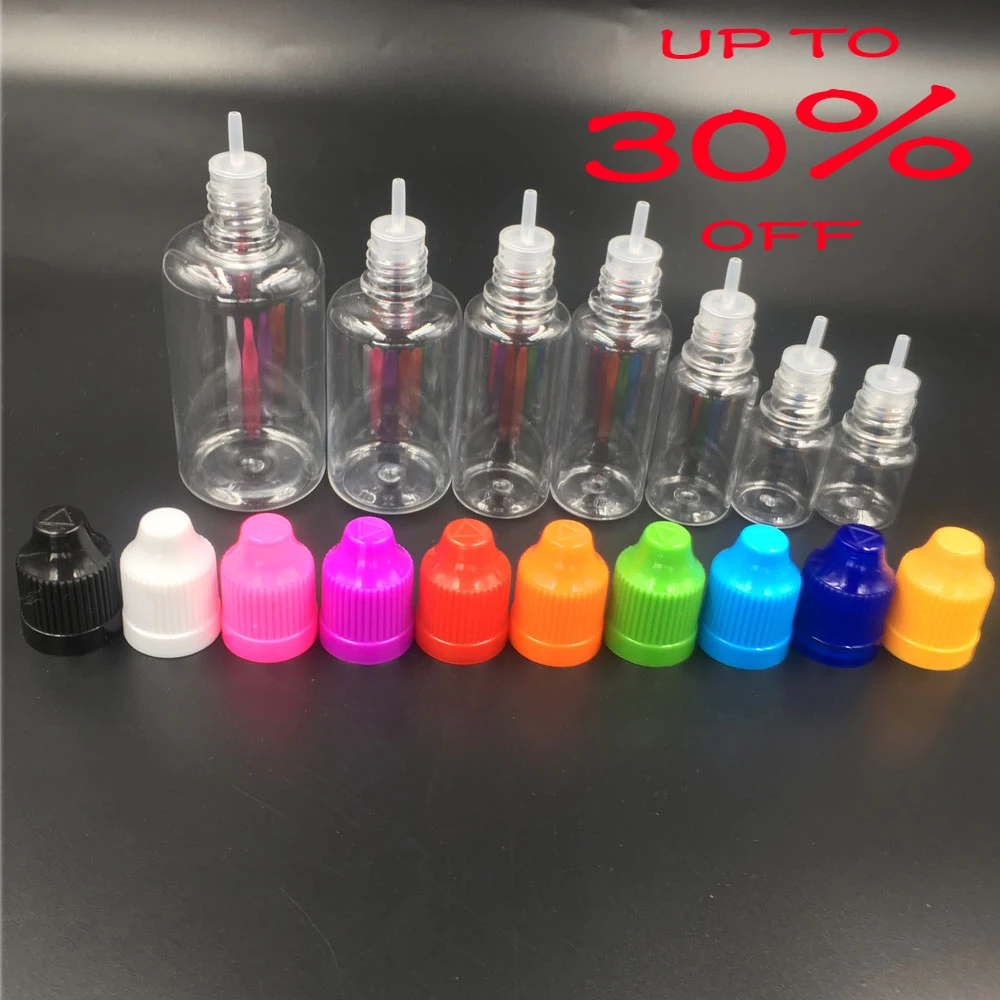 100 шт 10 мл пустые бутылки прозрачные для жидкости с иглой пластиковые защитой от