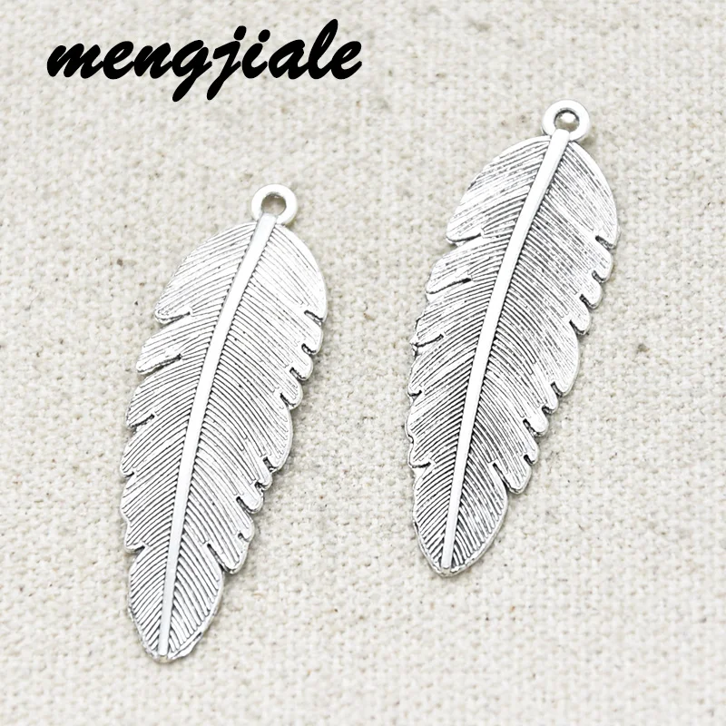 12 шт. оптовая продажа античные серебряные винтажные Подвески с перьями