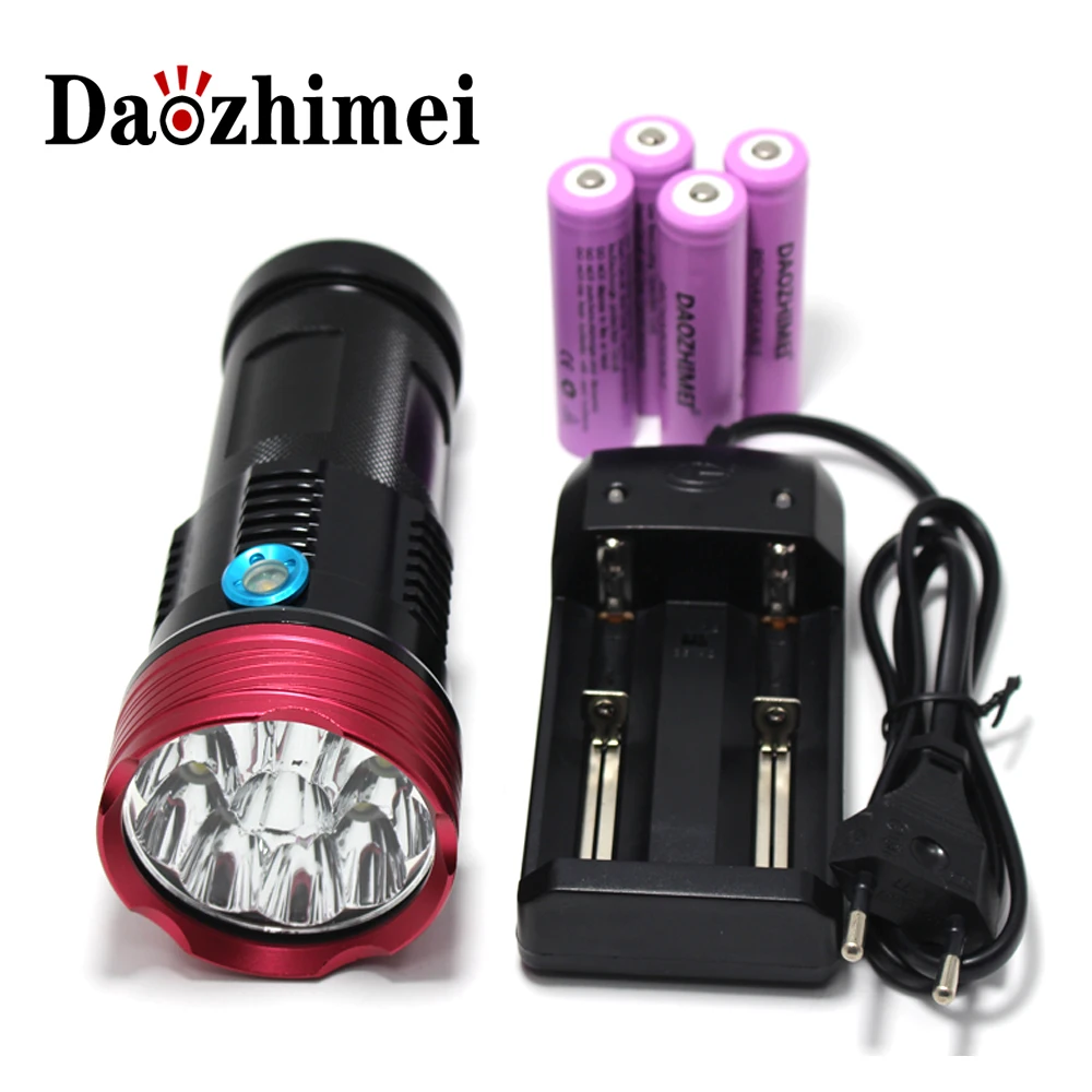 

8000 lumens 10T6 LED flashlamp 10 x XM-L T6 LED Flashlight Torch Lamp Light/4*18650 5000mAh battery /charger