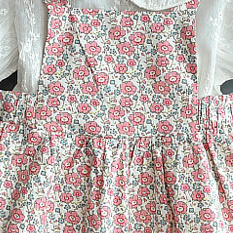 

Girls Casual Dresses Summer Children Floral Sling Dress And Blouses 2pcs Outfits Short Sleeve Kids Holiday Vestidos