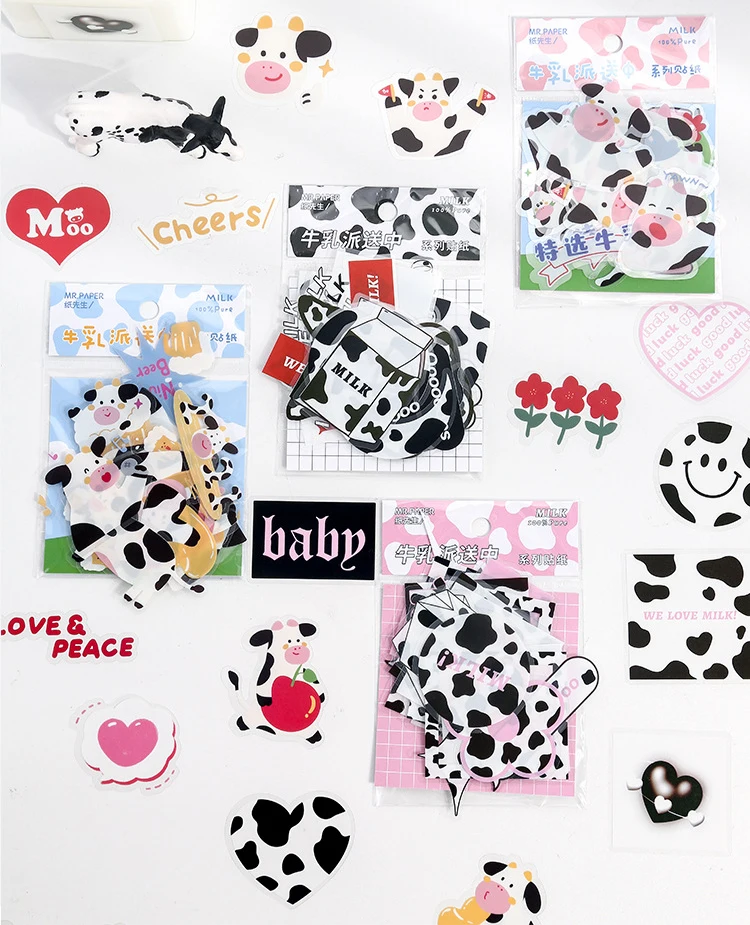 

40Pcs/lot Kawaii Cartoon cow Sticker Decal For Phone Car Case Laptop Album diary Backpack Kids Toy PVC Stickers Scrapbooking