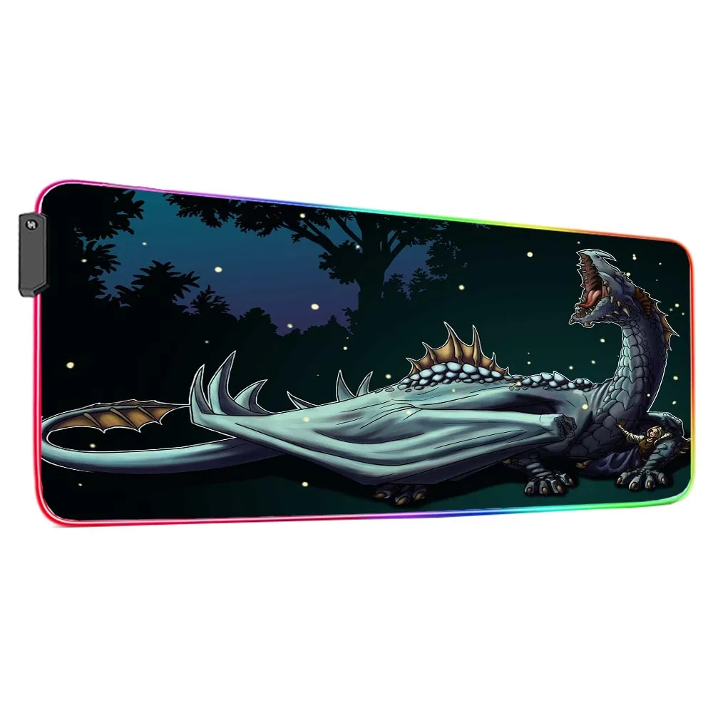 

Игровой коврик для мыши Dragon Rgb, ноутбук, подставка под заказ, 900x400 мм Xl, компьютерный Настольный коврик светодиодный Ной подсветкой, подходит ...