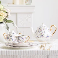 exquisite british afternoon tea set bone china teacup saucer creamer sugar bowl dinner plates cake plate decorations tableware