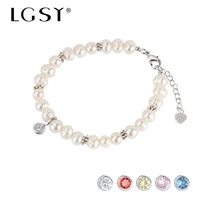 lgsy freshwater pearl bracelet for women 100 925 silverware jewelry crystal pendant akoya pearl charm braceletsbangles fb1020