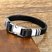 special hidden safety buckle bracelet soft black genuine leather rope bracelet for men women fashion jewelry gifts