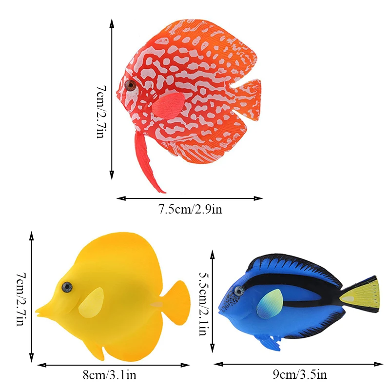 

Glowing Aquarium Simulation Tropical Fish Floating Moveable Silicone Fake Fish Tank Toy Simulation Landscape Aquarium Decoration