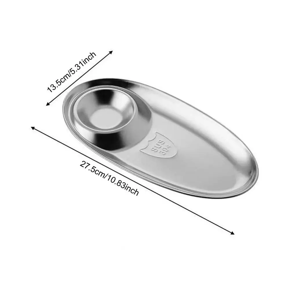 Stainless Steel Snack Plate Divided Grid Oval Sauce Western Fries Fried Chicken Tableware Kitchen Tools | Дом и сад