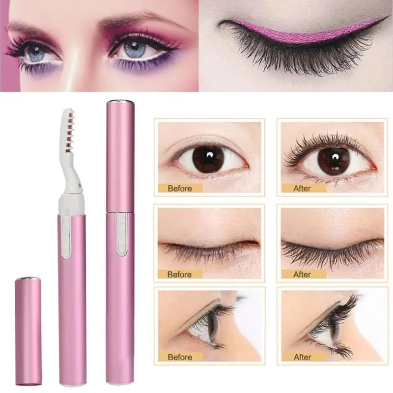 

1Pc 2 Colors Portable Fast Heated Electric Eyelash Curler Long Lasting Curl Eyelash Curling Pen Dry Eye lash Beauty Makeup Tool