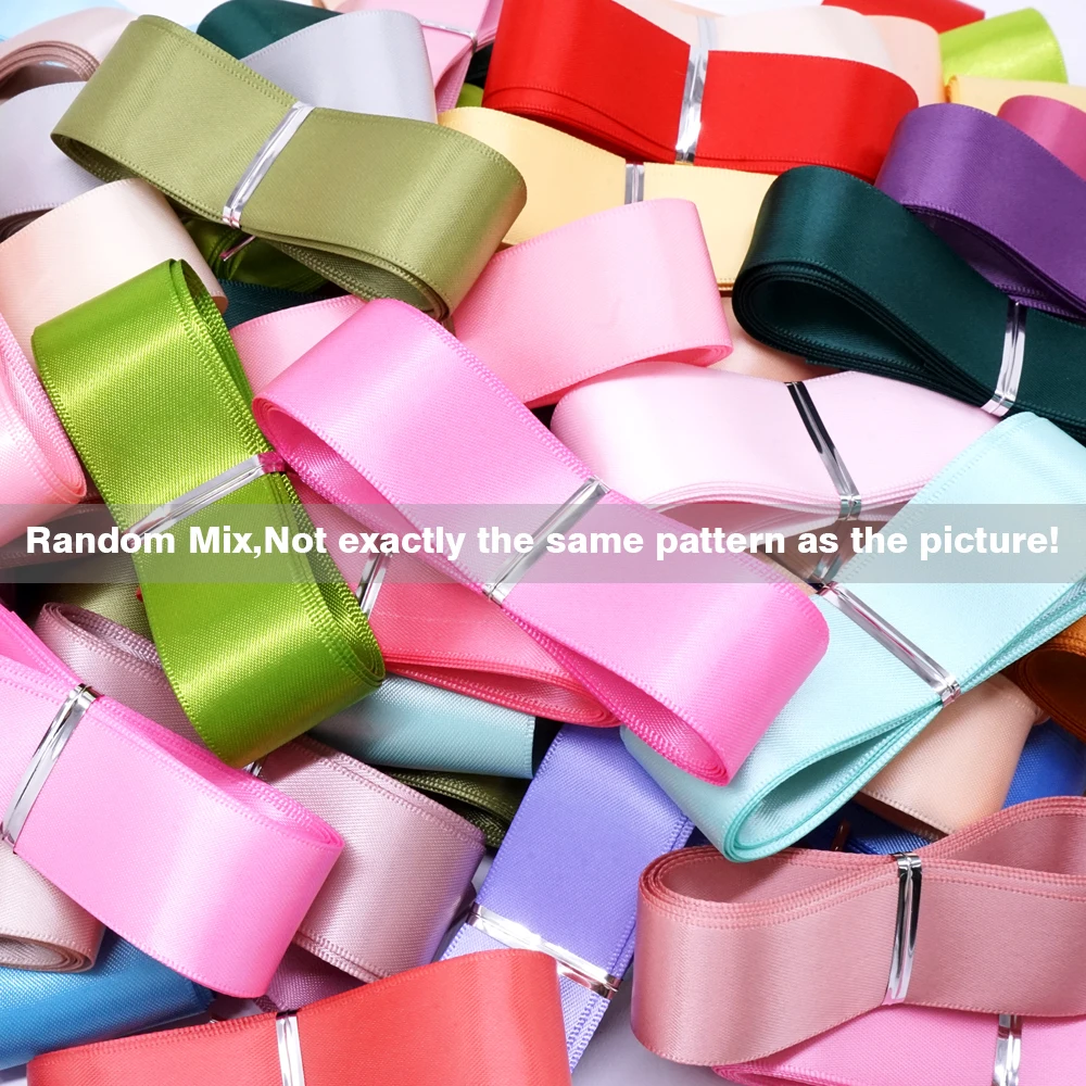 Дешевая Большая распродажа 20 однотонных цветов двухсторонняя атласная лента