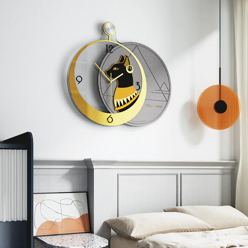 

Gaia Anderson Cat Wooden Decorative Silent Wall Clock Modern Design Large Watches For Kitchen Living Room Bedroom Home Interior