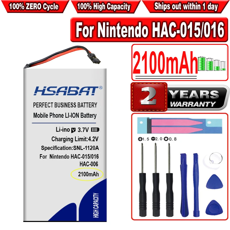 2100 мА/ч, HAC-006 HAC-BPJPA-C0 Батарея Для Nintendo HAC-015/016 HAC-016 HAC-A-JCL-C0 HAC-A-JCR-C0 Switch NS Joy-Con управления