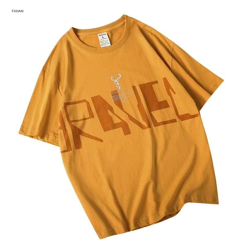 

Oversized t-shirt Men's short sleeve cotton loose trend 2021 new fashion top and crew neck
