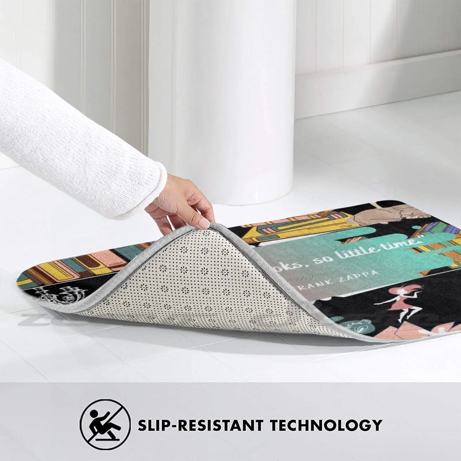 Коврик очень много книг маленький раз Frank Zappa впитывающий воду нескользящий