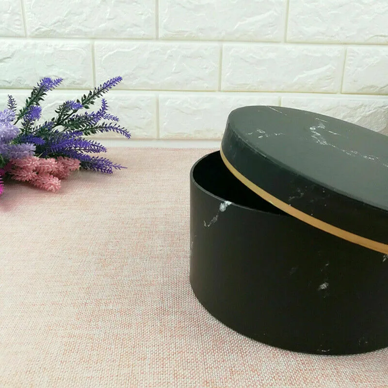 

3 Pcs Florist Flowers Gifts Box Marble Pattern Round Packing Case for Wedding Party BDF99