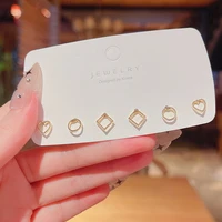 fashion s925 geometry exquisite set earrings small earrings same style retro simple temperament stud earring trend