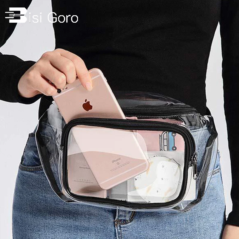 

BISI GORO New Transparent Waist Bag Fashion Unisex Zipper Fanny Pack Sports Running Purse Phone Fannypack Pouch for Women 2021