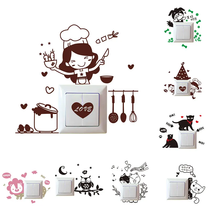 

Fashionable Decorative Wall Stickers Lovely Popular Beautiful Bedroom Decoration Removable Cute Cartoons Wall Switch Sticker
