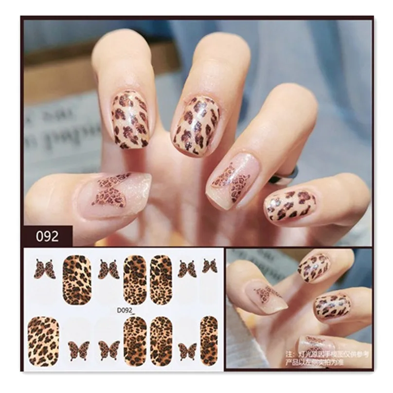 

New style self Gel Nail high Glossy waterproof long lasting Real Gel Strips Nail Wrap D092