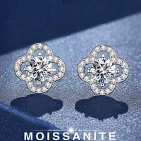 real 0 5ct moissanite earings 925 sterling silver brilliant clover stud earrings for women sparkling wedding party fine jewelry