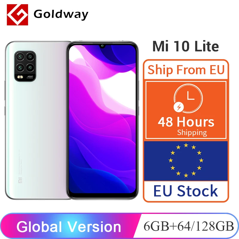 Глобальная версия Xiaomi Mi 10 Lite 5G 6 ГБ 64 Гб/128 Snapdragon 76 48MP AI Quad камеры 57 &quotDotDrop экран 4160