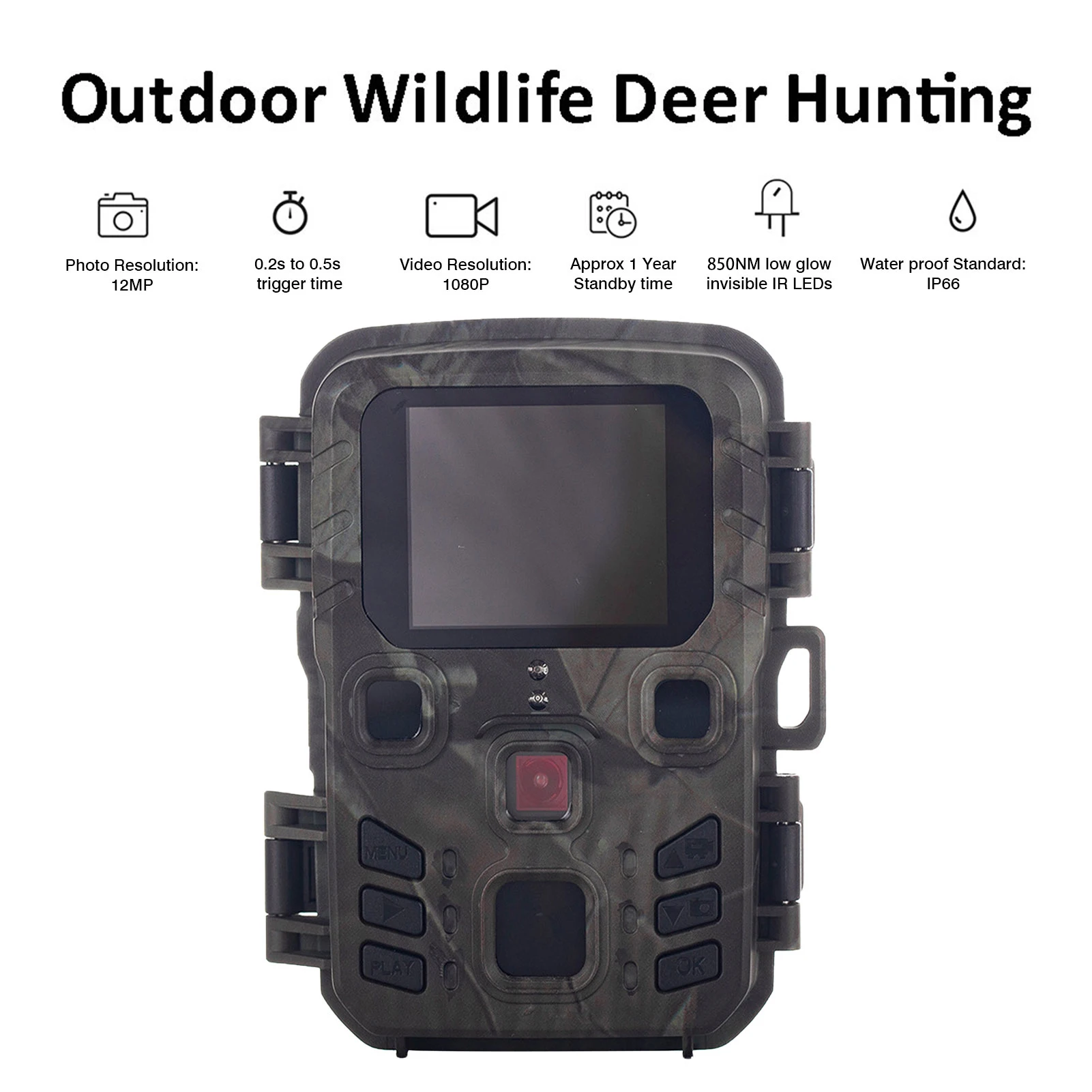 

Outdoor Hunting Trail Camera 12MP New Animal Detector Cameras HD Waterproof Monitoring Infrared Cam Night Vision Photo Trap