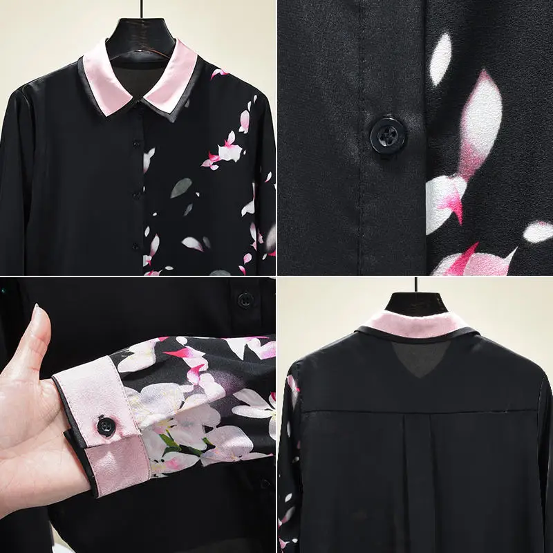 

New Fashion Blouse Women Elegant Print Long Sleeve Shirts Office Ladies Tops Blusas Mujer High Street Blouses Femme 3XL Q3816