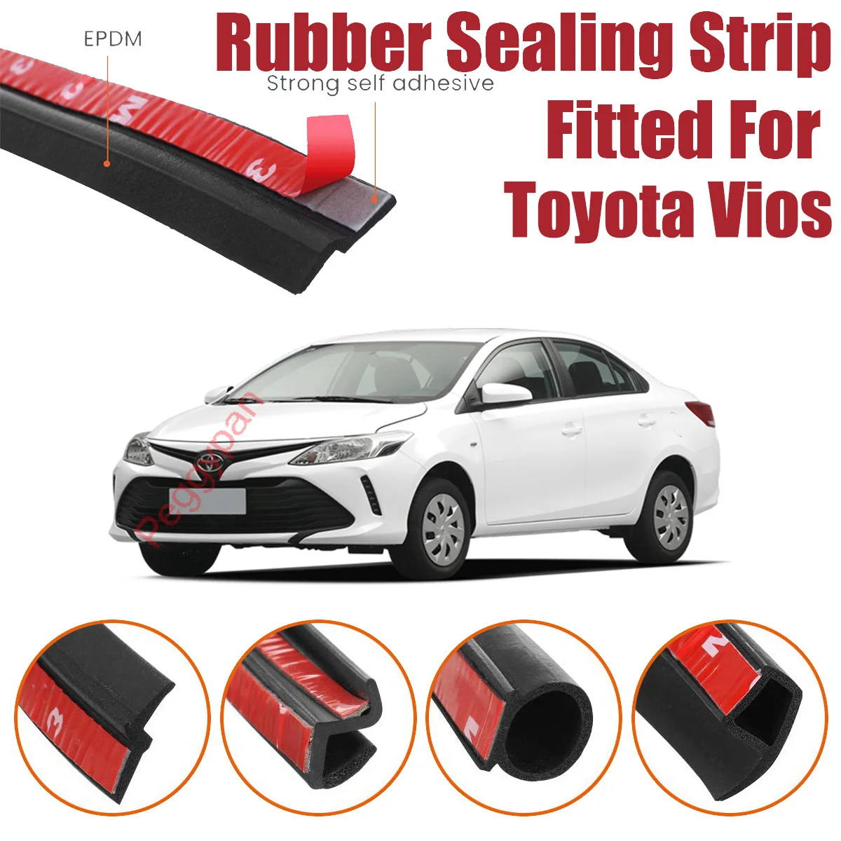 Door Seal Strip Kit Self Adhesive Window Engine Cover Soundproof Rubber Weather Draft Wind Noise Reduction For Toyota Vios