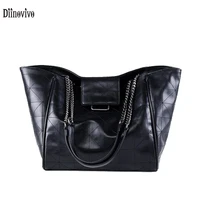 diinovivo large capacity tote bags chain shoulder bag diamond quilting soft pu leather handbag brand shopping women bag whdv1949