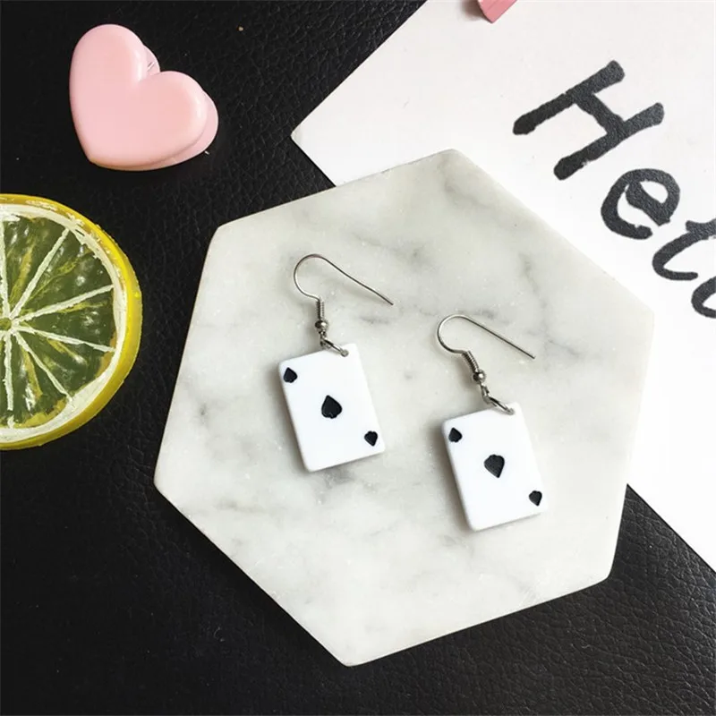 Креативные висячие серьги с игральными картами 4 стиля полимерные пластиковые