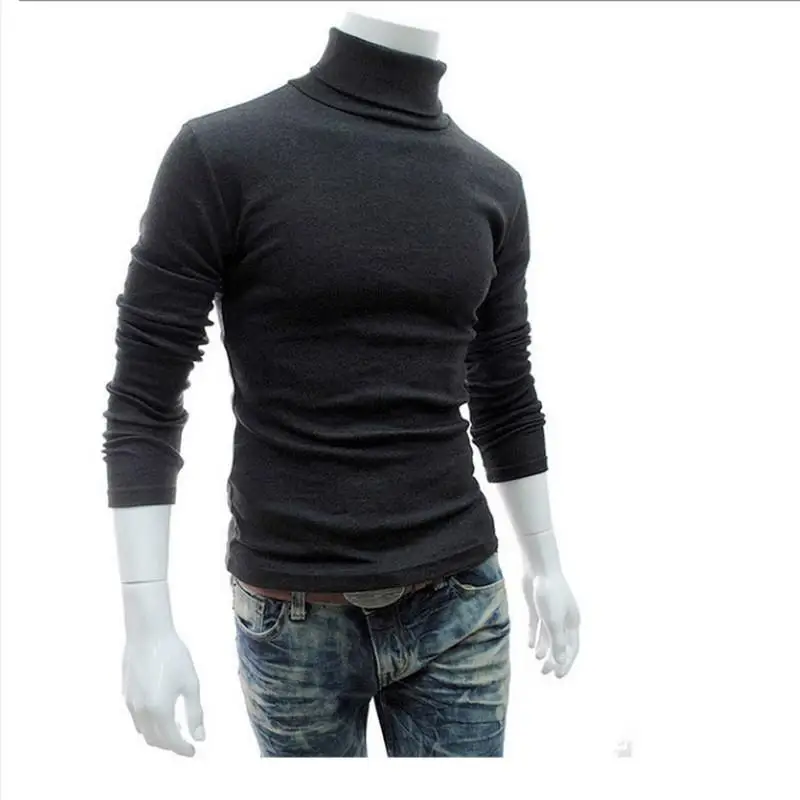 2022 New Autumn Winter Men'S Sweater Men'S Turtleneck Solid Color Casual Sweater Men's Slim Fit Brand Knitted Pullovers