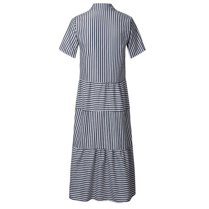 Женская летняя Новинка 2019 модное сексуальное платье в полоску с разрезом и