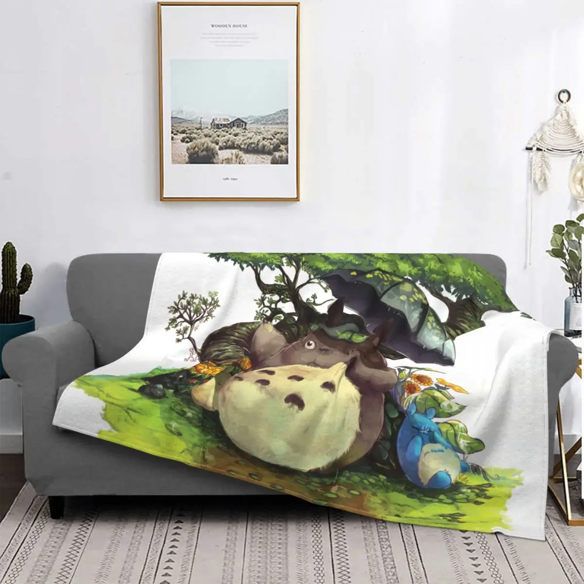 

Mein Nachbar Totoro Fleece Decken Anime Tonari No Totoro Nette Cartoon Super Werfen Decken für Bett Sofa Couch 150*125cm Quilt