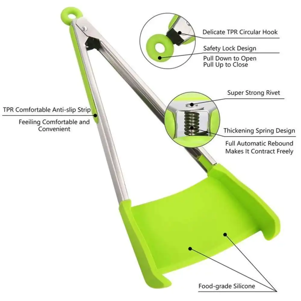 Силиконовые Умные Щипцы 2 в 1 кухонные щипцы и антипригарная жаропрочная