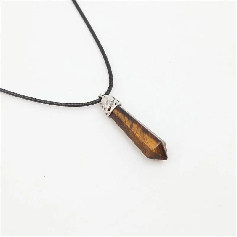 BLOWN Natural Quartz Pendant Stone Hexagonal Pillar Pendants Necklace Chakra Healing Crystal Point Gem Necklaces For Women Jewelry - Окраска металла: BLOWN