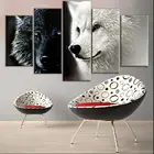 HD Печатный 5 шт. холст искусство абстрактный Черный Белый Волк пара Живопись стены картины для гостиной интерьера картины