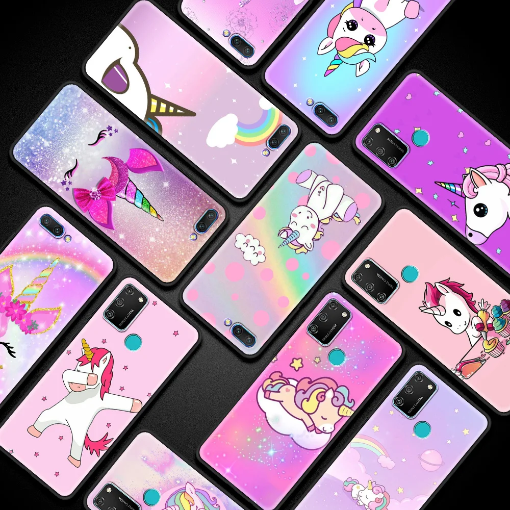 

Unicorn cutePhone Case For Honor 9X 9A 9S 9C 8X 8S 20e 20s 30i Youth 10 Pro Lite High Quality Soft TPU Silicone Cover