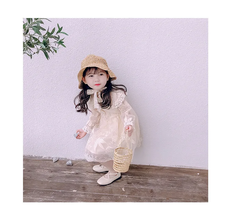 Весна и осень новинка 2020 корейское кружевное платье для девочек среднего