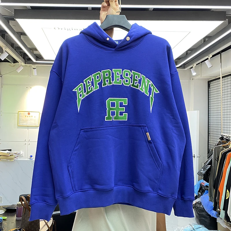 Худи с зеленым логотипом 2021FW мужские и женские высококачественные свитшоты