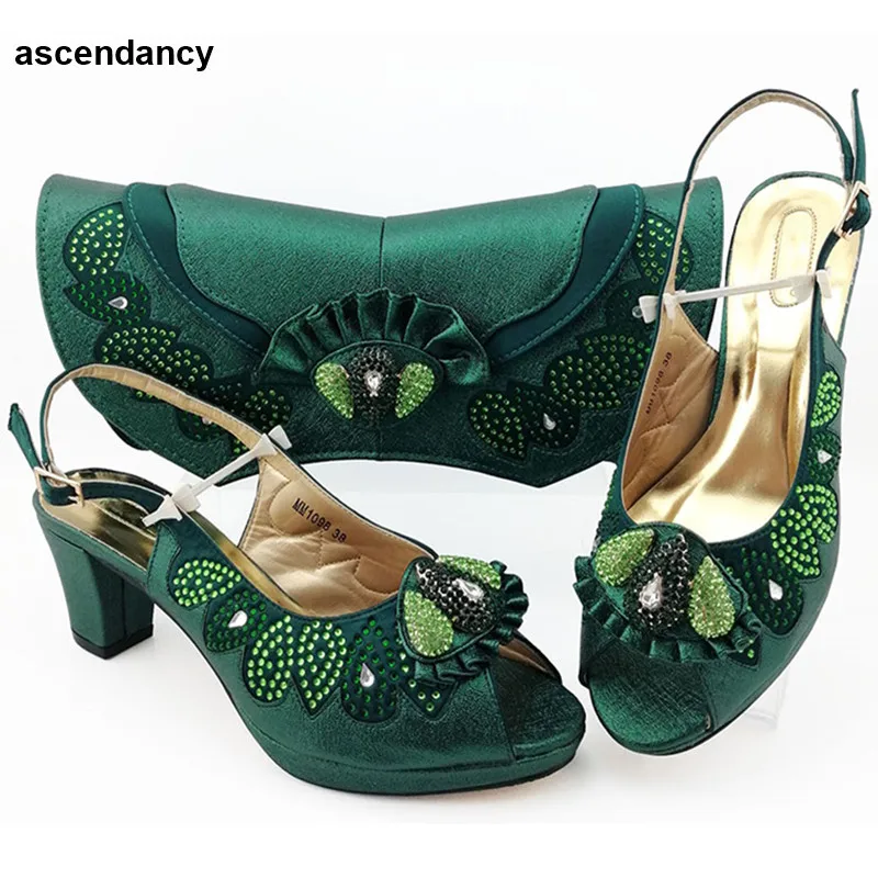 Новые модные африканские женские туфли и сумочка Итальянская обувь с сумочкой в