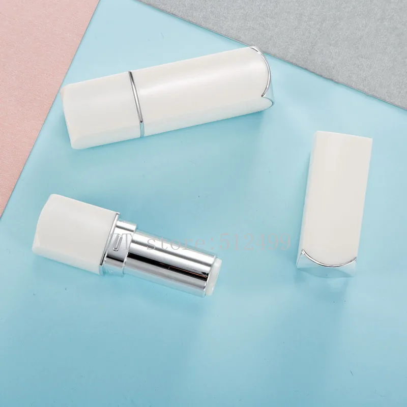

10/30/50pcs White Triangle 12.1mm Empty Lipstick Tube Lip Balm Container Refillable Lipstick Cosmetics Shell Packaging Homemade