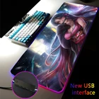 Коврик для мыши с разными интерфейсами, многофункциональный настольный коврик для мыши с изображением девушки, рассекающей демонов, RGB, в стиле аниме