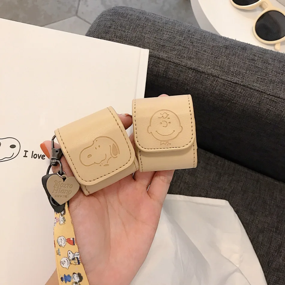 Чехол для наушников для AirPods, кожаный чехол с милой звездой для Apple Airpods, 2 чехла, карманная коробка для Earpods, мультяшный чехол с ремешком