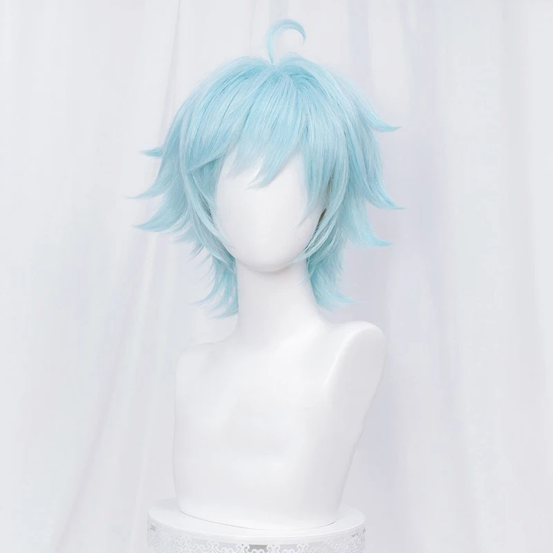 Game Genshin Impact Chongyun Cosplay Wig Chong Yun Light Blue Short Synthetic Hair Halloween Carnival Party Role Play Wigs