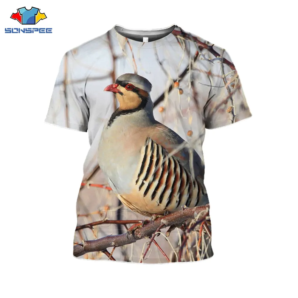 

SONSPEE Novelty T-shirt 3D Print Wild Jungle Sparrow Animal Bird Pattern T-shirts 2021 Summer Casual Short Sleeve Hip Hop Tops