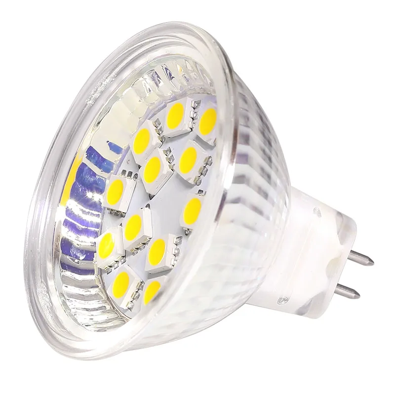 

White& Warm White Dimmable Led MR16 Light Bulb 12V 15leds of SMD5050 2pcs/lot